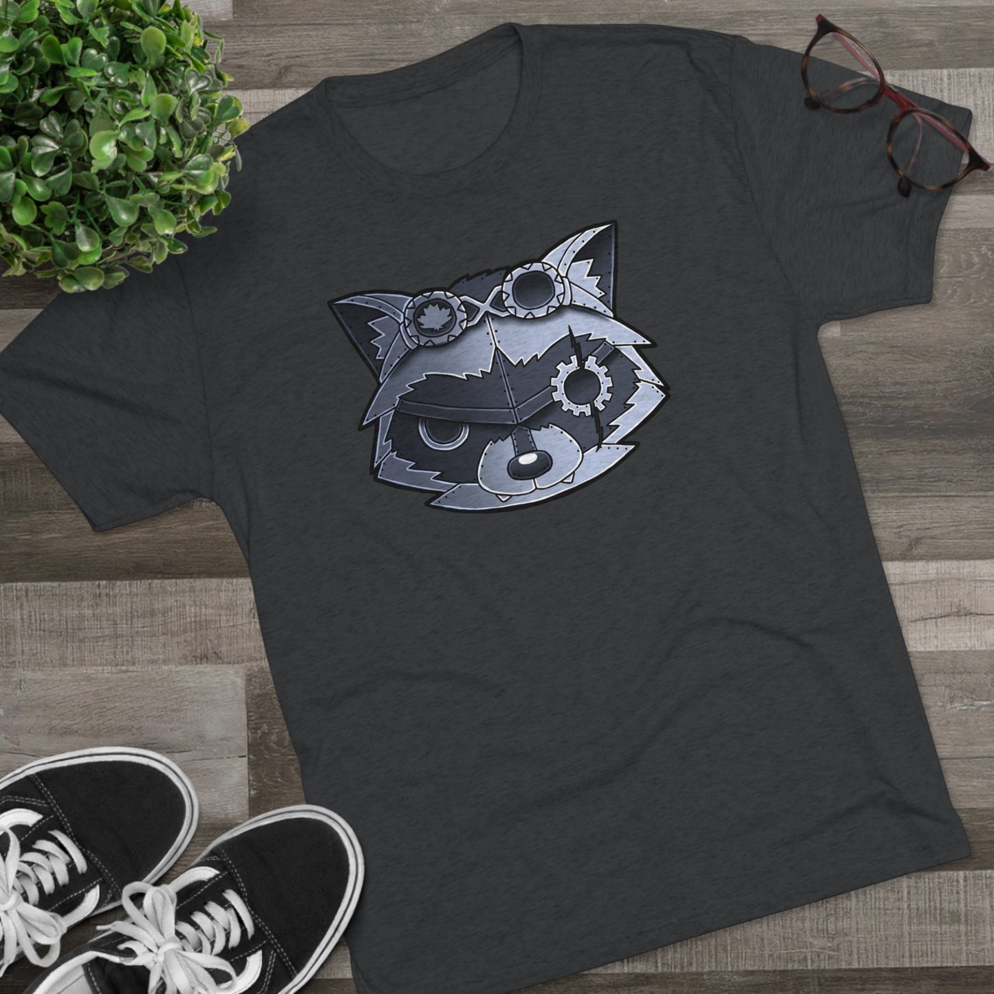 TechBandits Metal Raccoon Chevron Unisex Tri-Blend Crew Tee