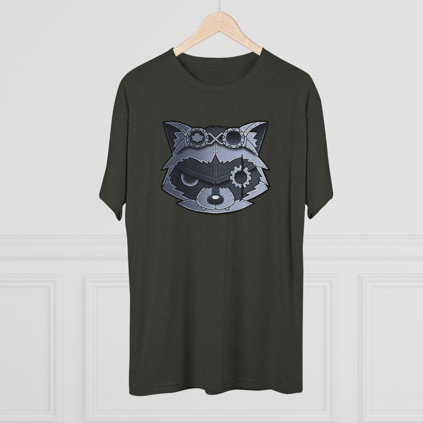 TechBandits Metal Raccoon Chevron Unisex Tri-Blend Crew Tee