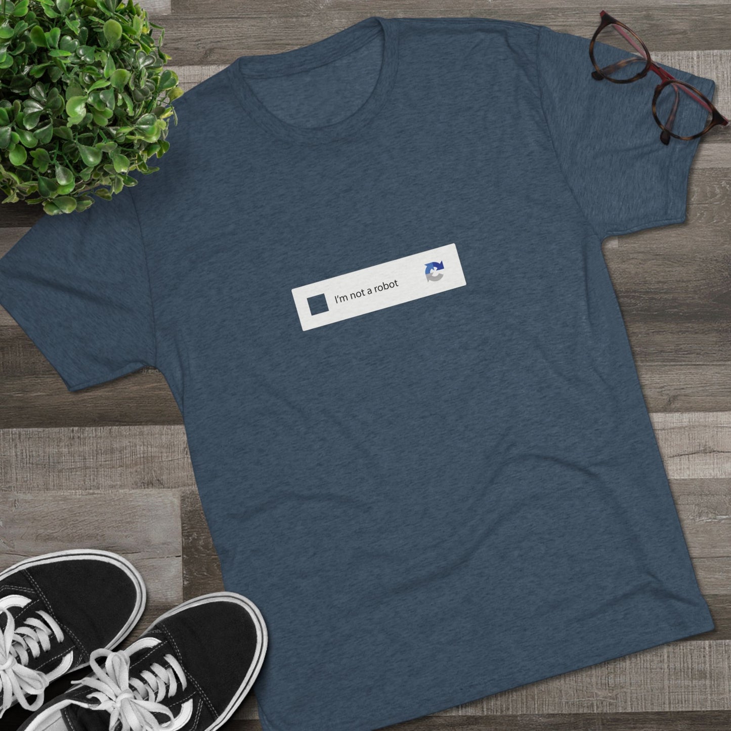 I am NOT a Robot (white):Unisex Tri-Blend Crew Tee