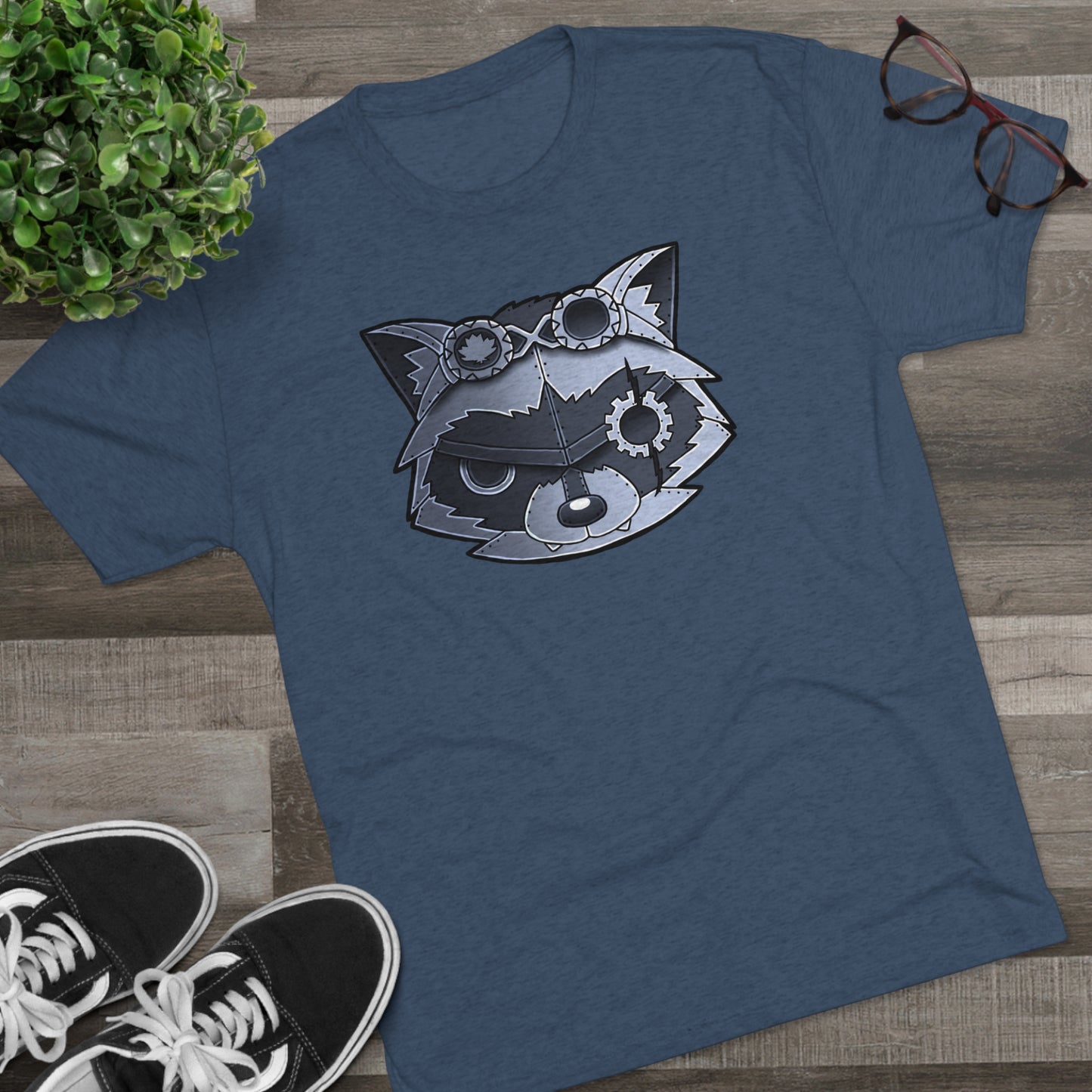 TechBandits Metal Raccoon Chevron Unisex Tri-Blend Crew Tee