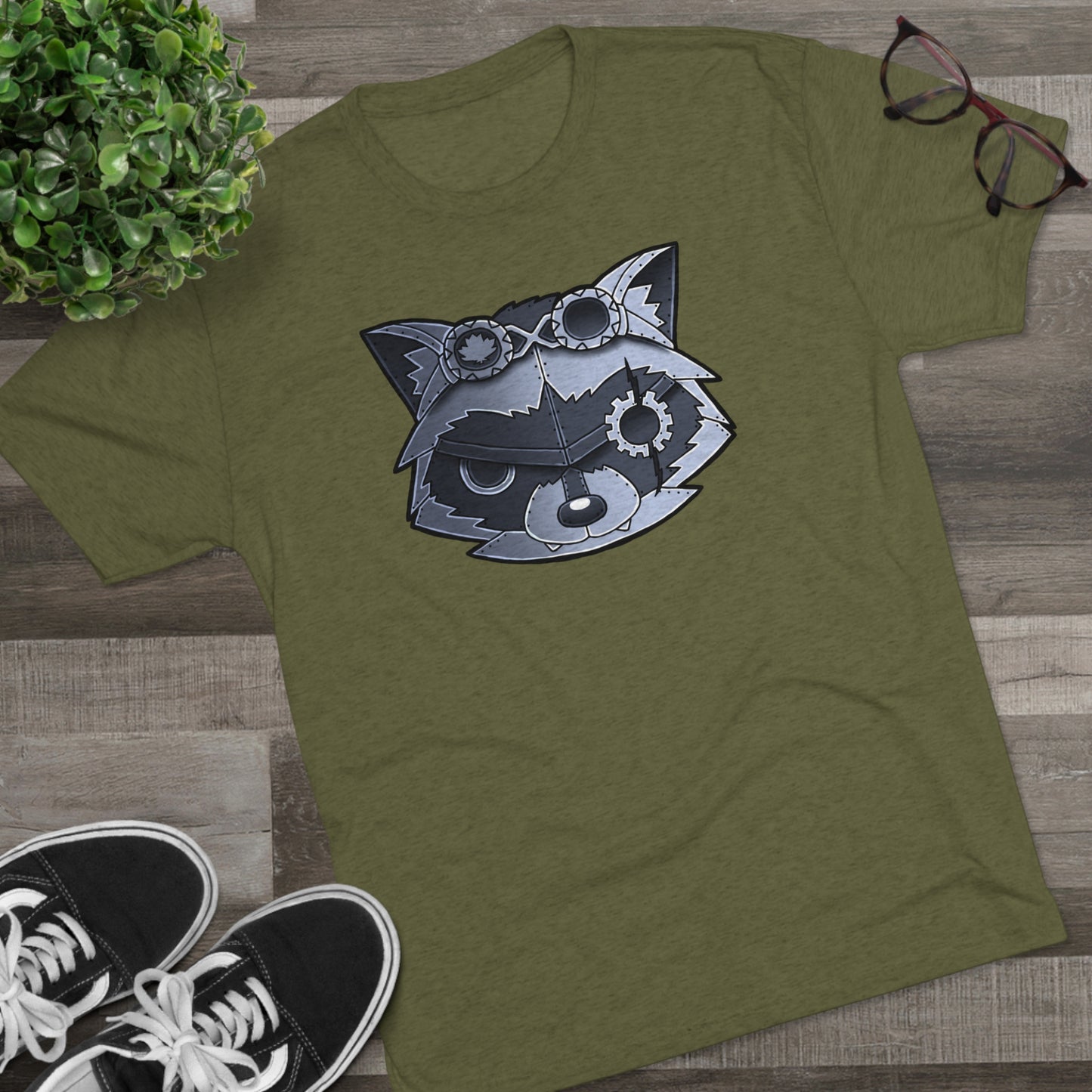 TechBandits Metal Raccoon Chevron Unisex Tri-Blend Crew Tee