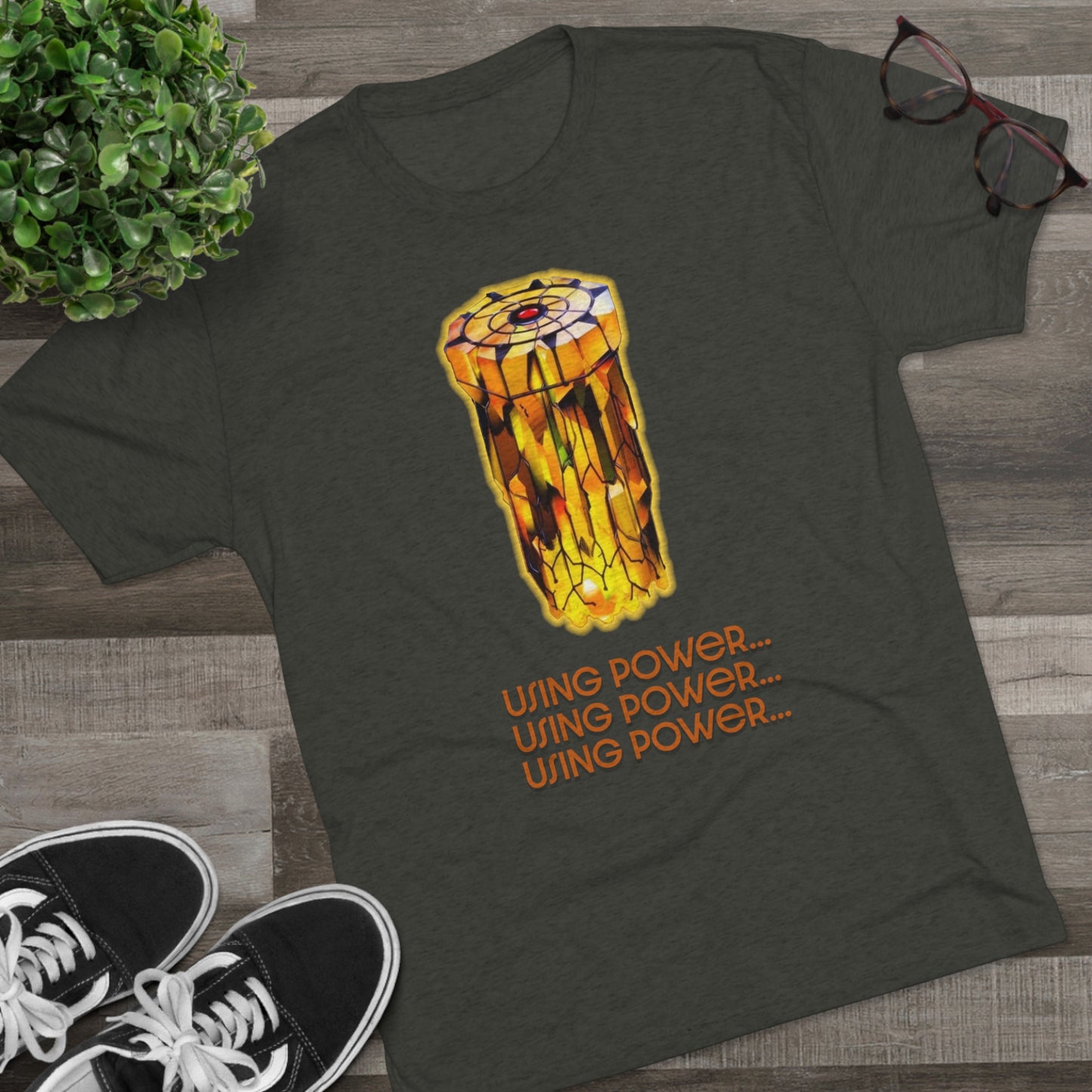 Stargate "using power" ZedPM dark text Unisex Tri-Blend Crew Tee