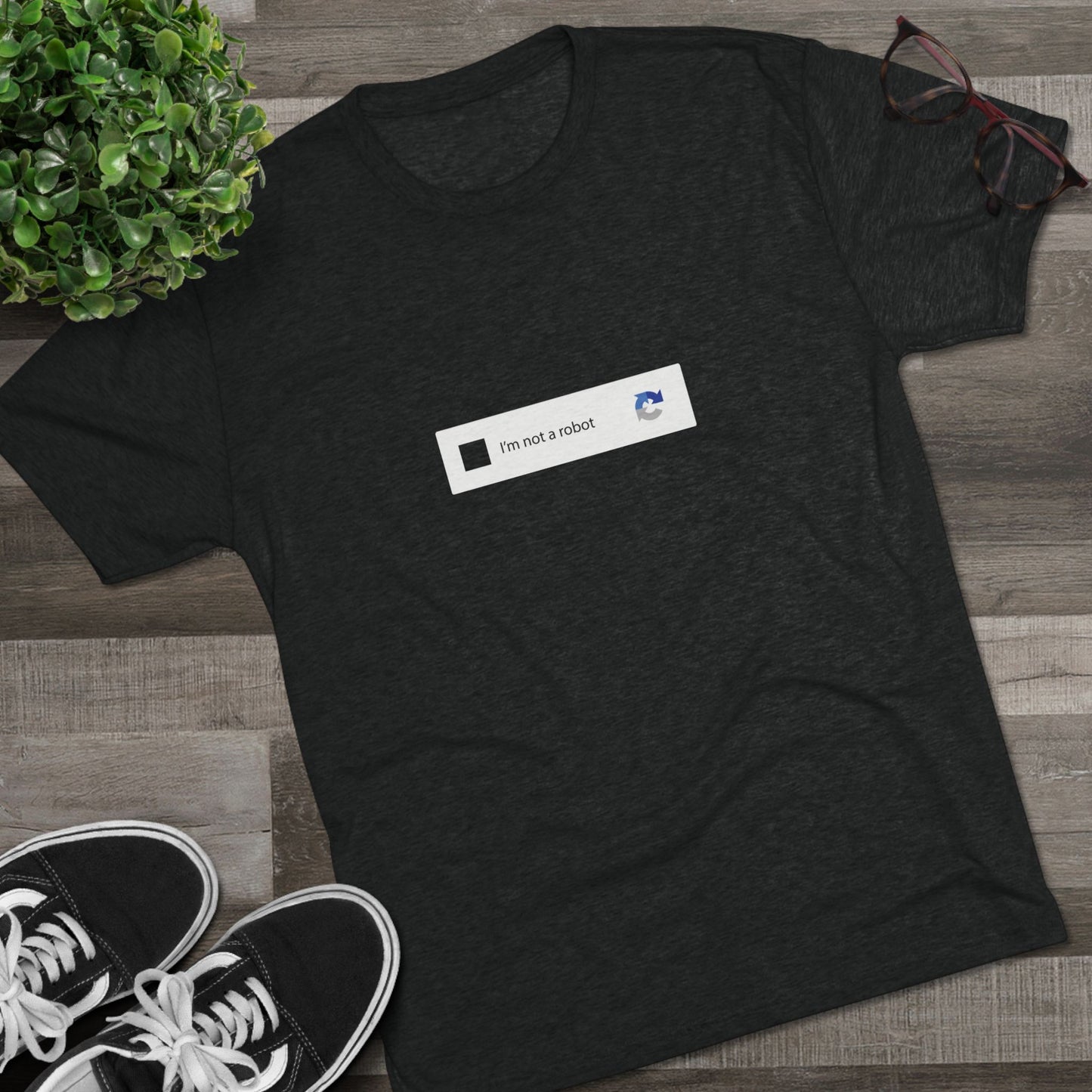 I am NOT a Robot (white):Unisex Tri-Blend Crew Tee