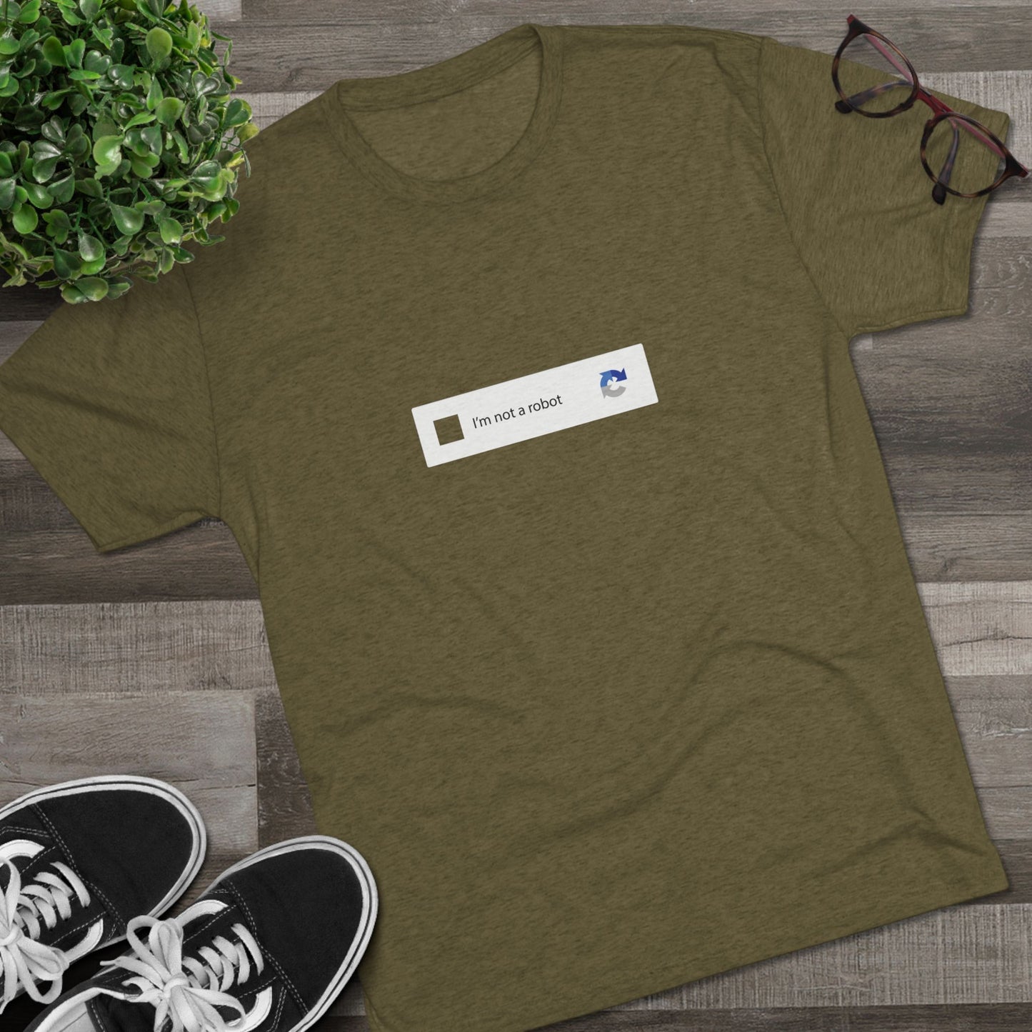 I am NOT a Robot (white):Unisex Tri-Blend Crew Tee