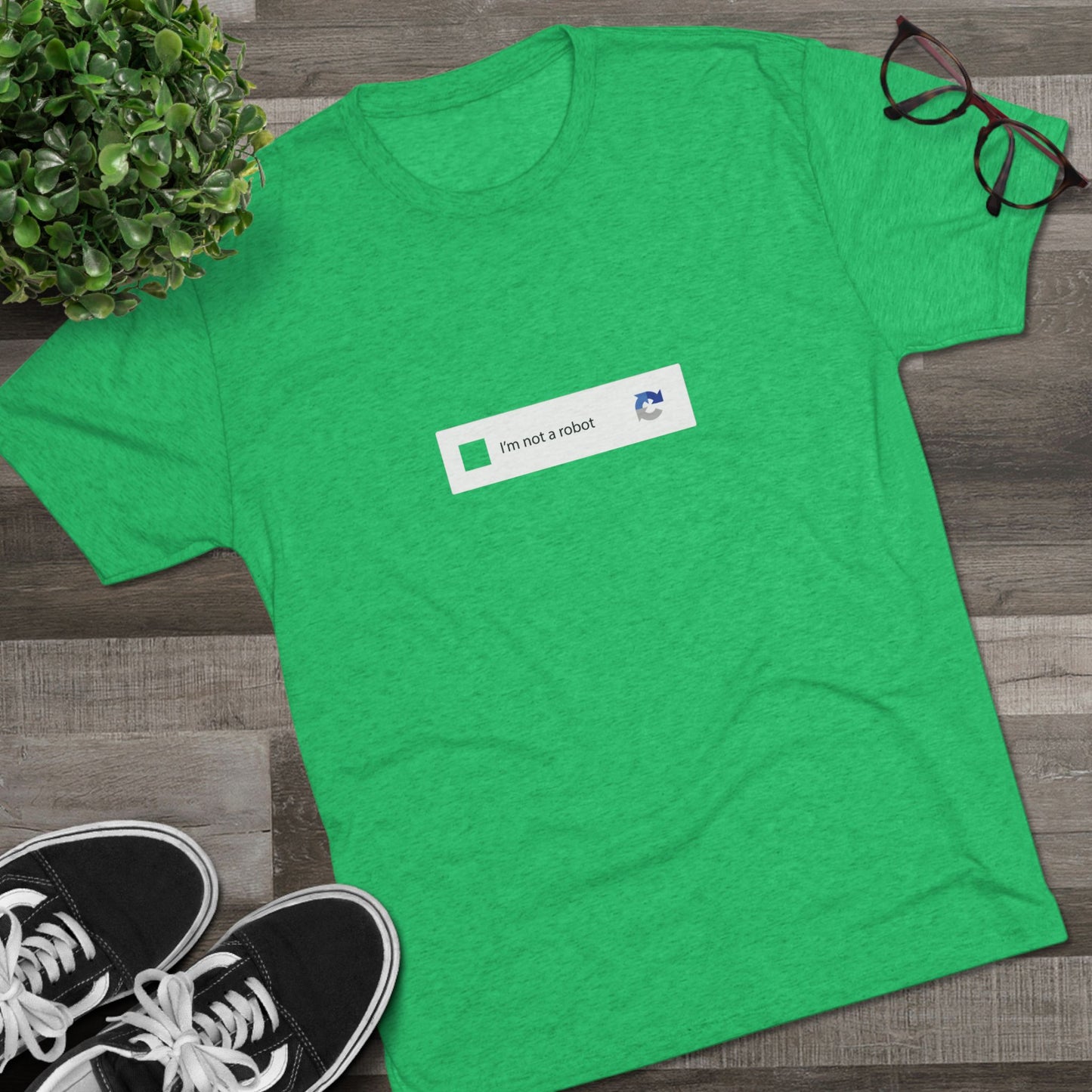 I am NOT a Robot (white):Unisex Tri-Blend Crew Tee