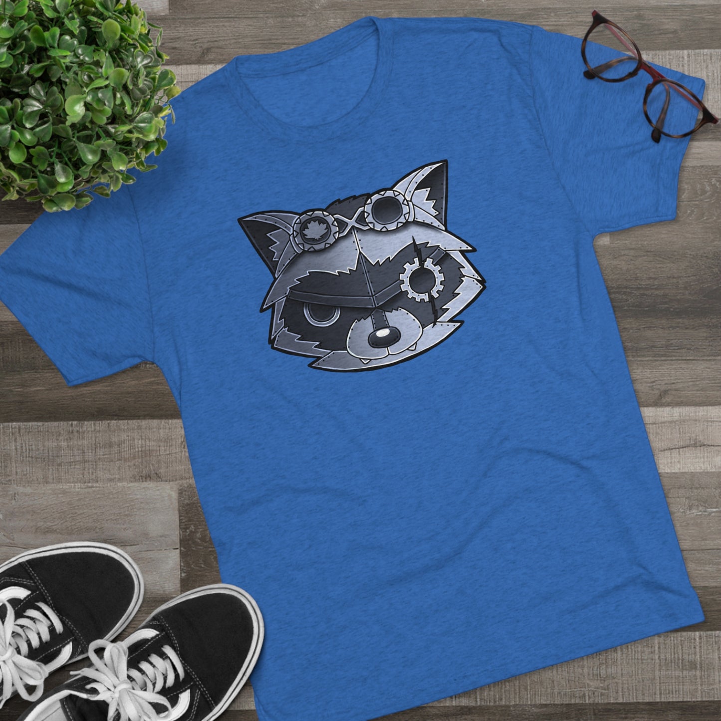 TechBandits Metal Raccoon Chevron Unisex Tri-Blend Crew Tee