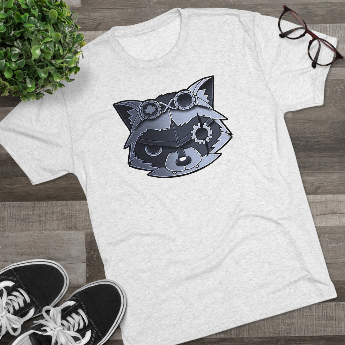 TechBandits Metal Raccoon Chevron Unisex Tri-Blend Crew Tee