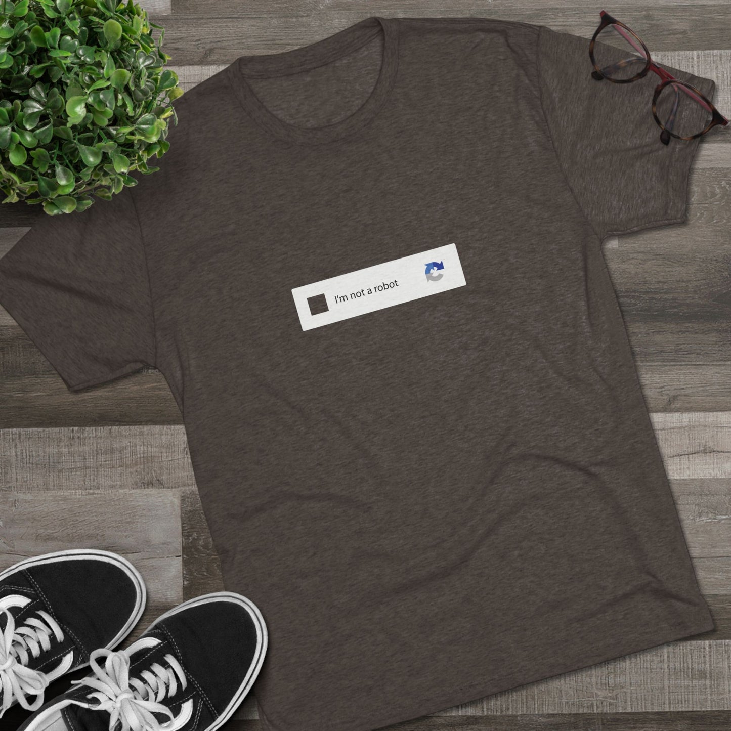 I am NOT a Robot (white):Unisex Tri-Blend Crew Tee