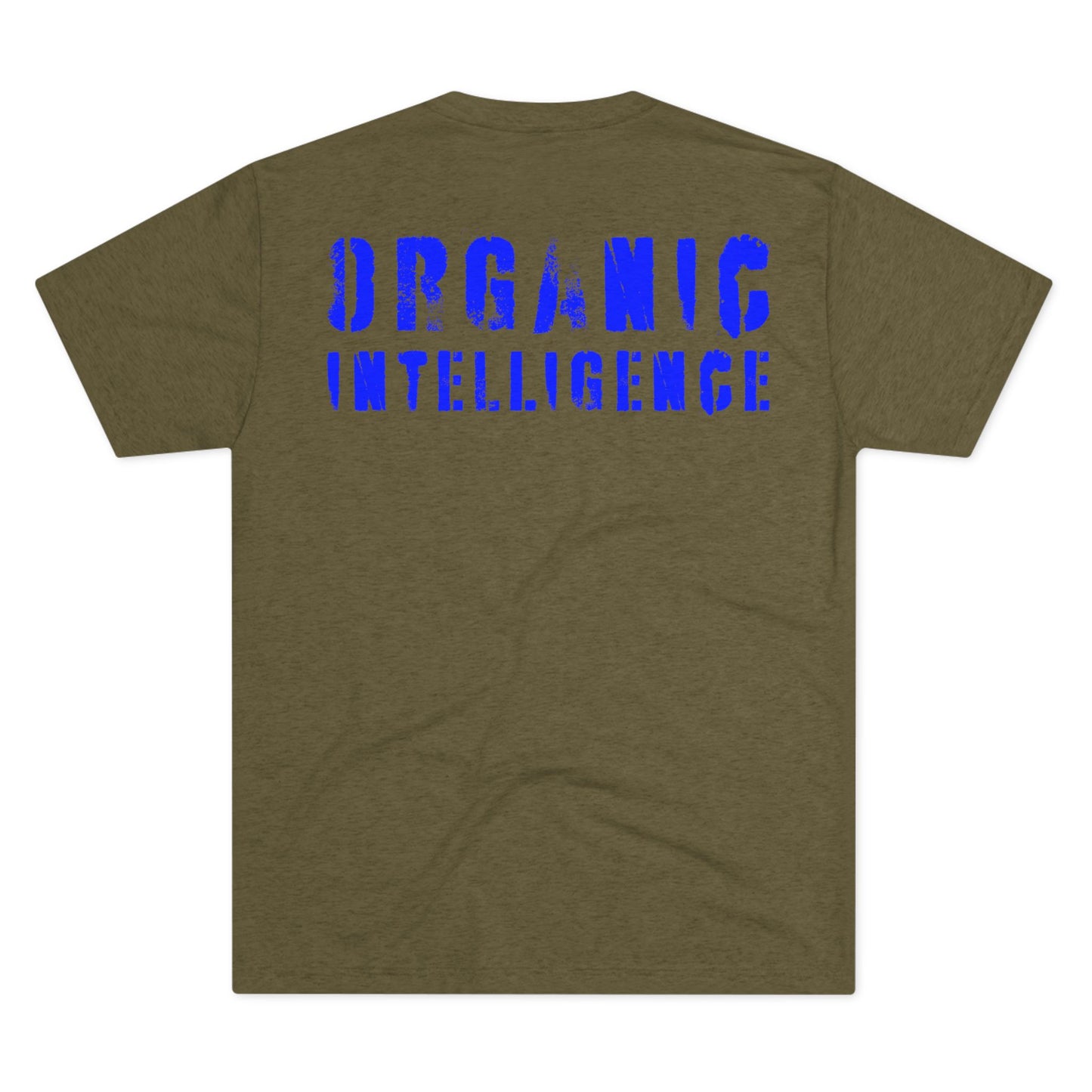 Front and Back (BLUE) Organic Intelligence Unisex Tri-Blend Crew Tee