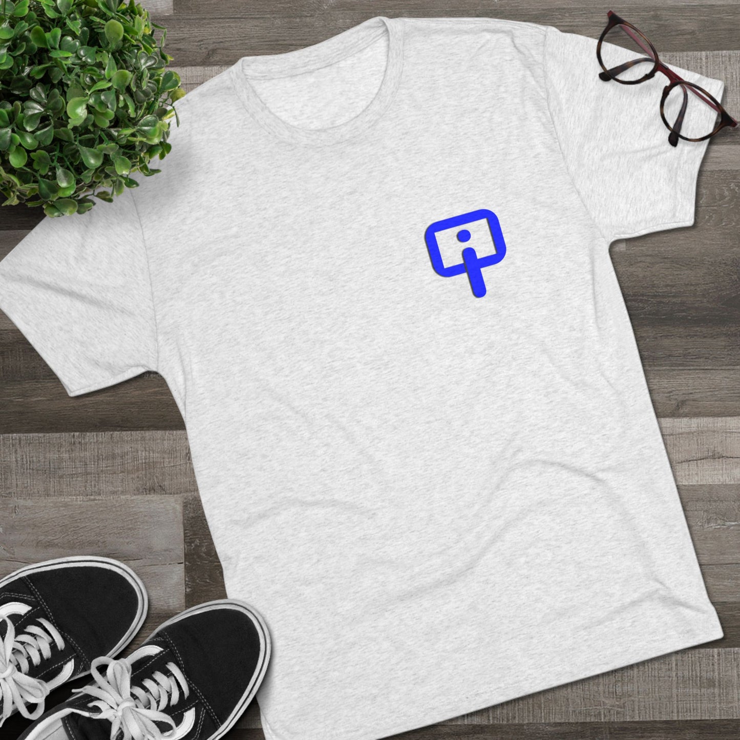 Front and Back (BLUE) Organic Intelligence Unisex Tri-Blend Crew Tee