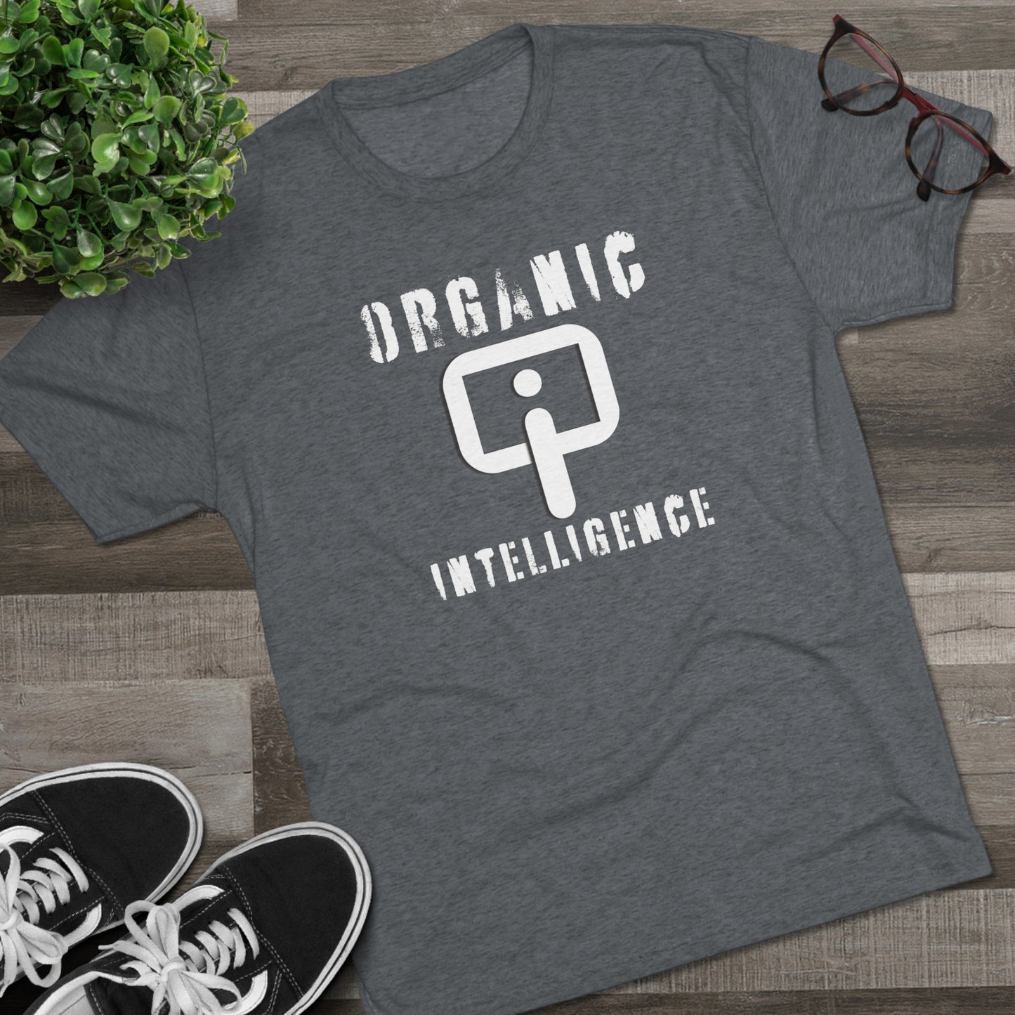 I am NOT a Robot (white):Unisex Tri-Blend Crew Tee