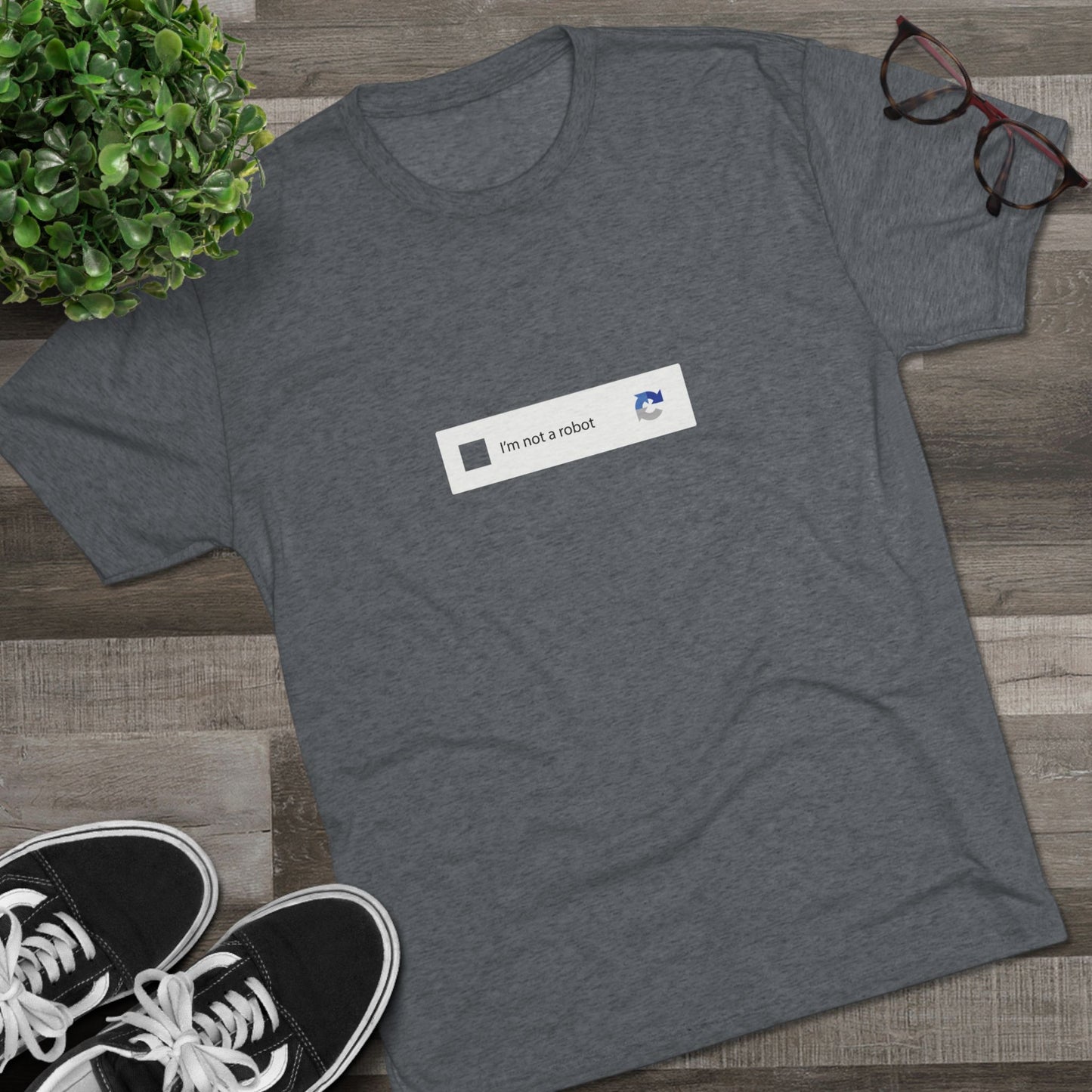 I am NOT a Robot (white):Unisex Tri-Blend Crew Tee