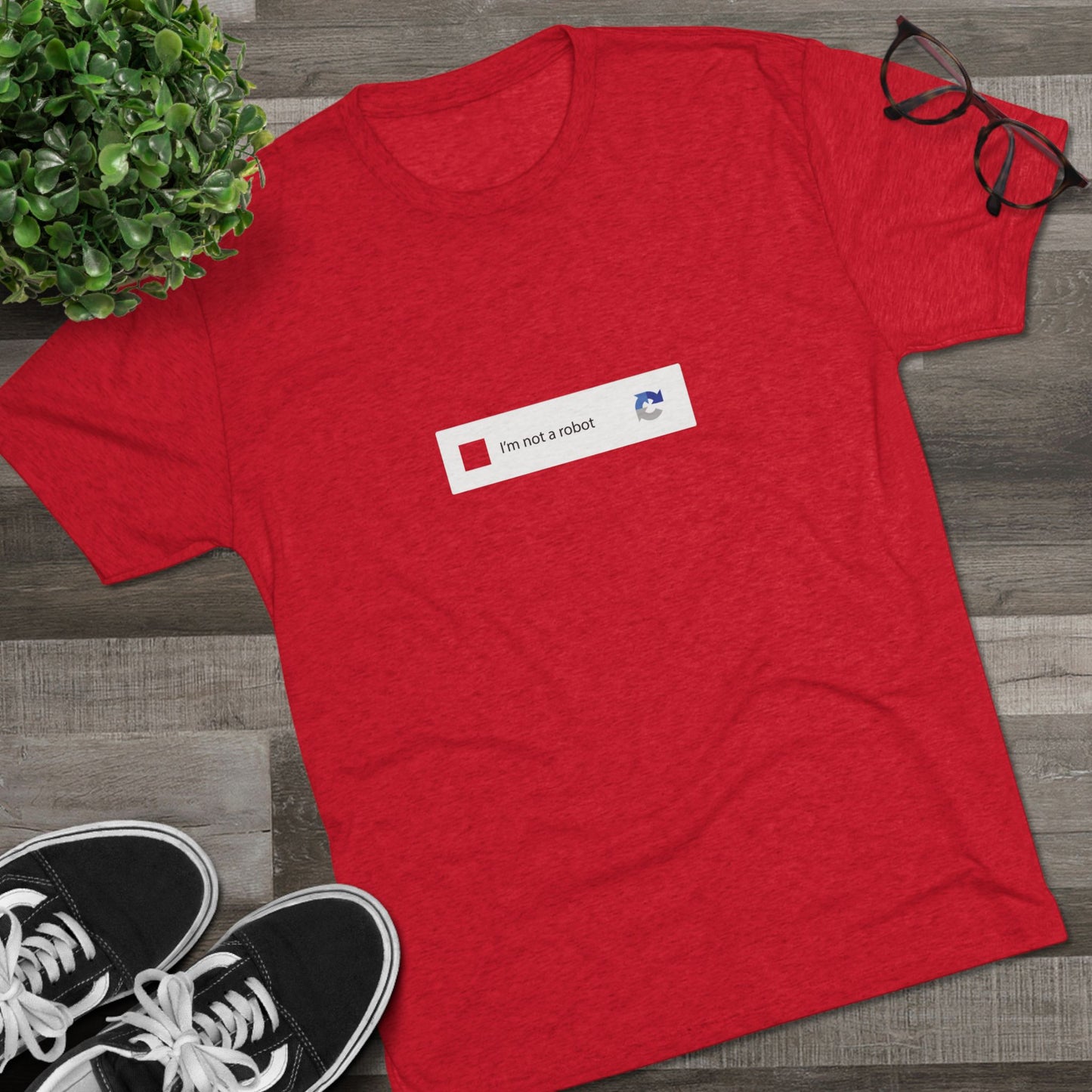 I am NOT a Robot (white):Unisex Tri-Blend Crew Tee