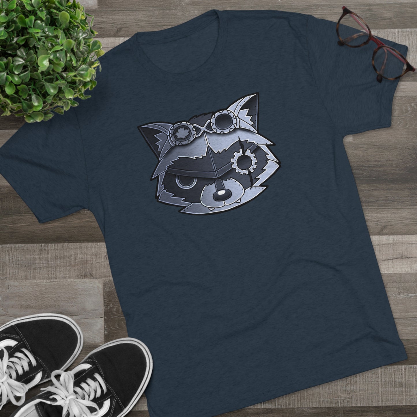 TechBandits Metal Raccoon Chevron Unisex Tri-Blend Crew Tee