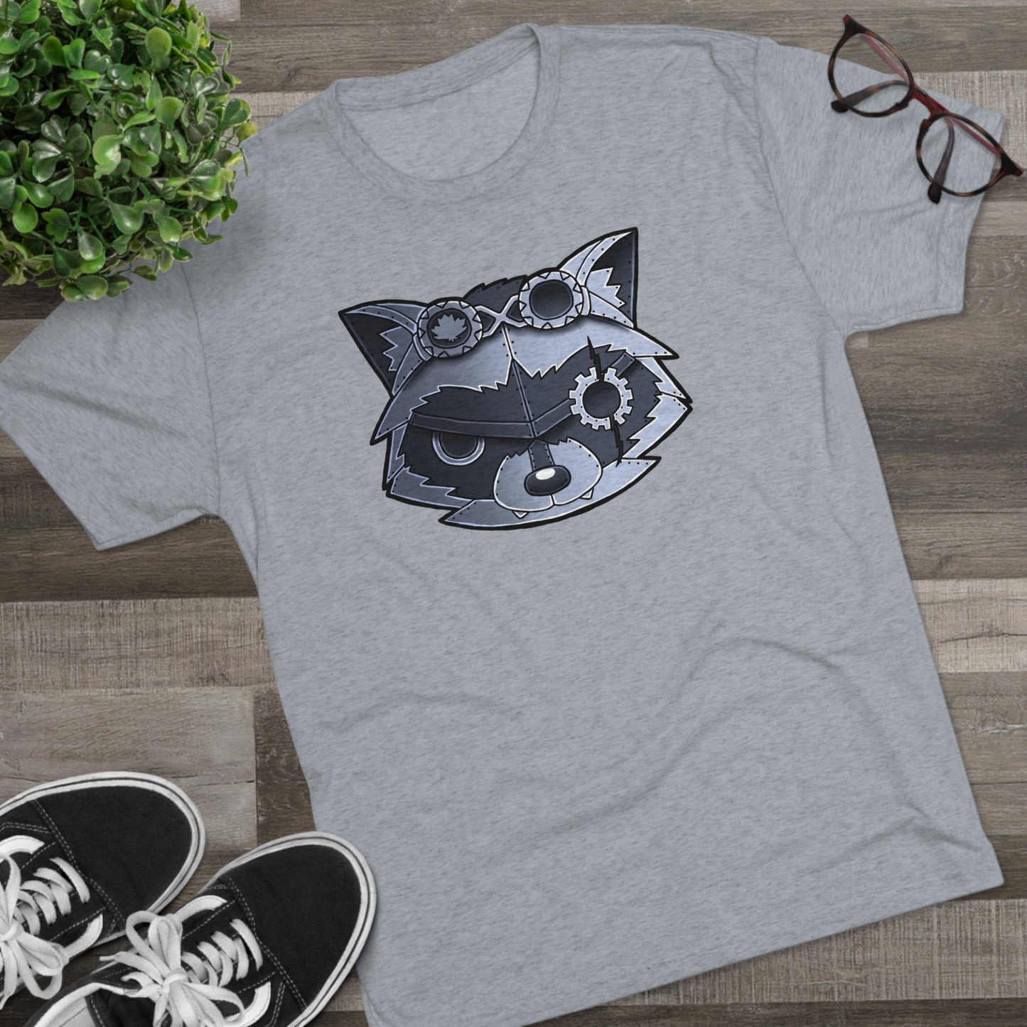 TechBandits Metal Raccoon Chevron Unisex Tri-Blend Crew Tee