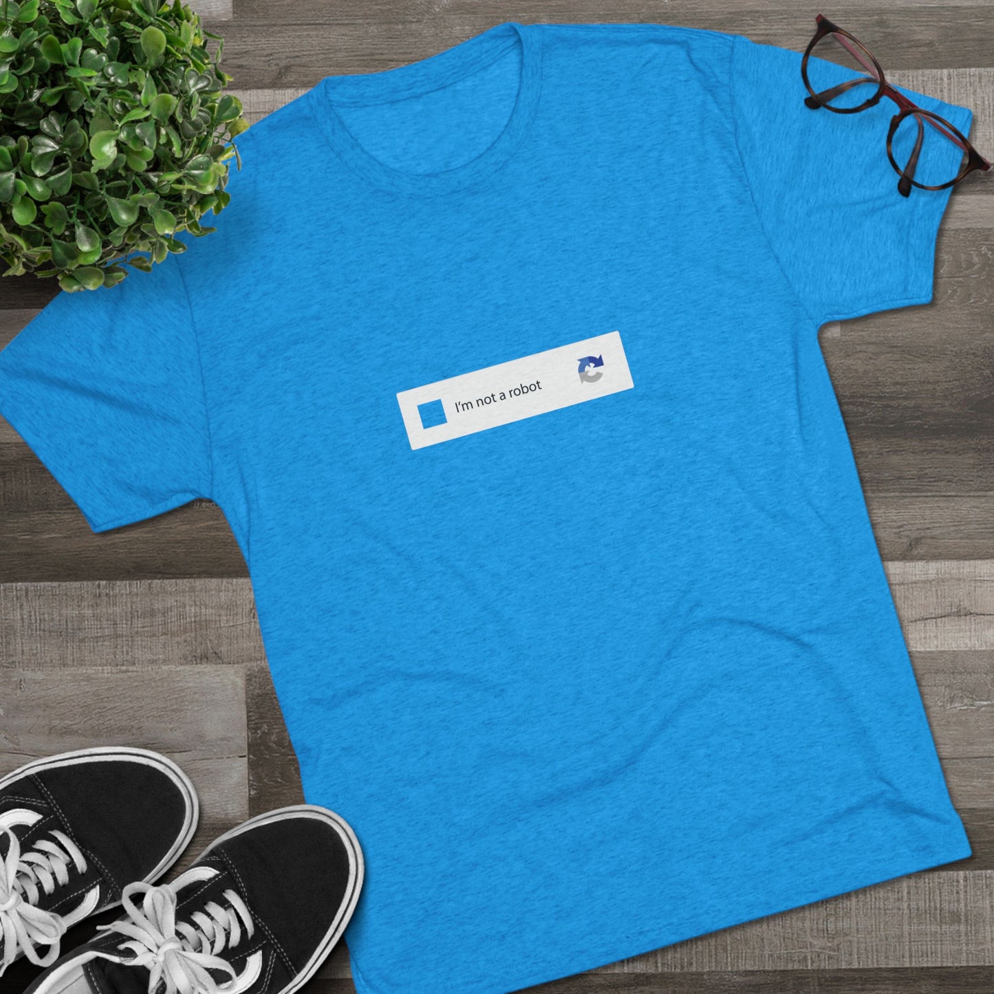 I am NOT a Robot (white):Unisex Tri-Blend Crew Tee