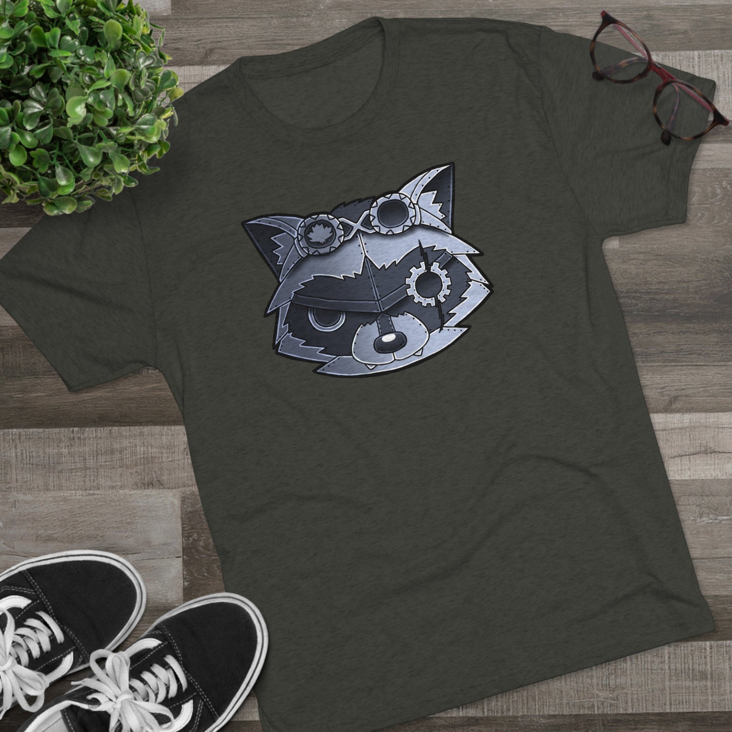 TechBandits Metal Raccoon Chevron Unisex Tri-Blend Crew Tee