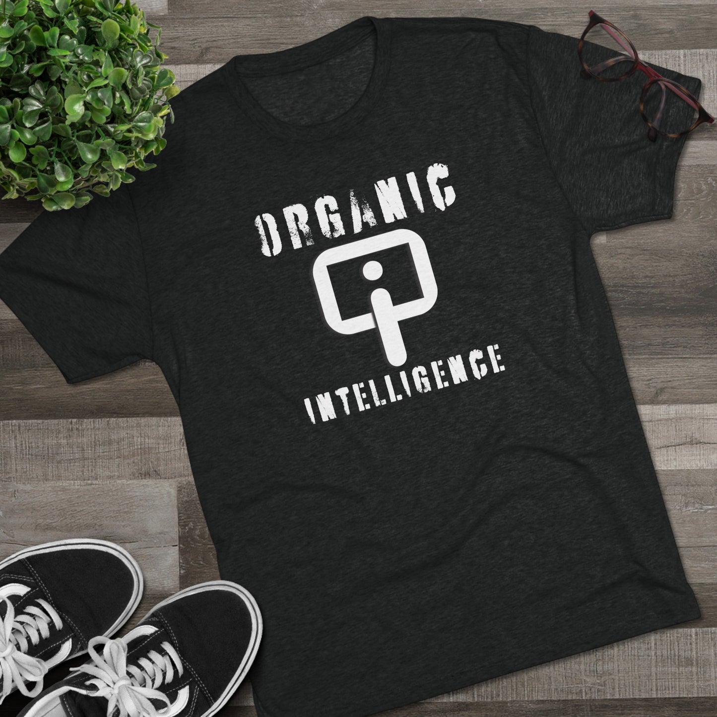 I am NOT a Robot (white):Unisex Tri-Blend Crew Tee